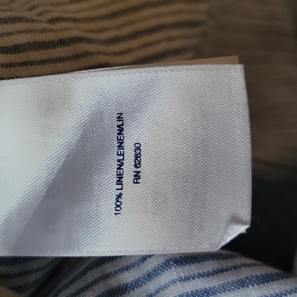 LANDS END | Linen Popover Blue White Striped Lace Up Top - Picture 5 of 12